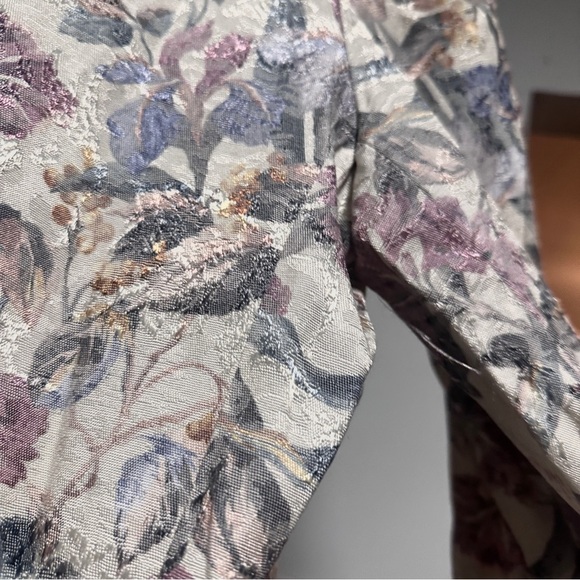 Vintage 80s Pierre Lamonte Floral Metallic Jacquard Blazer Womens Size XL Spring - Picture 11 of 16